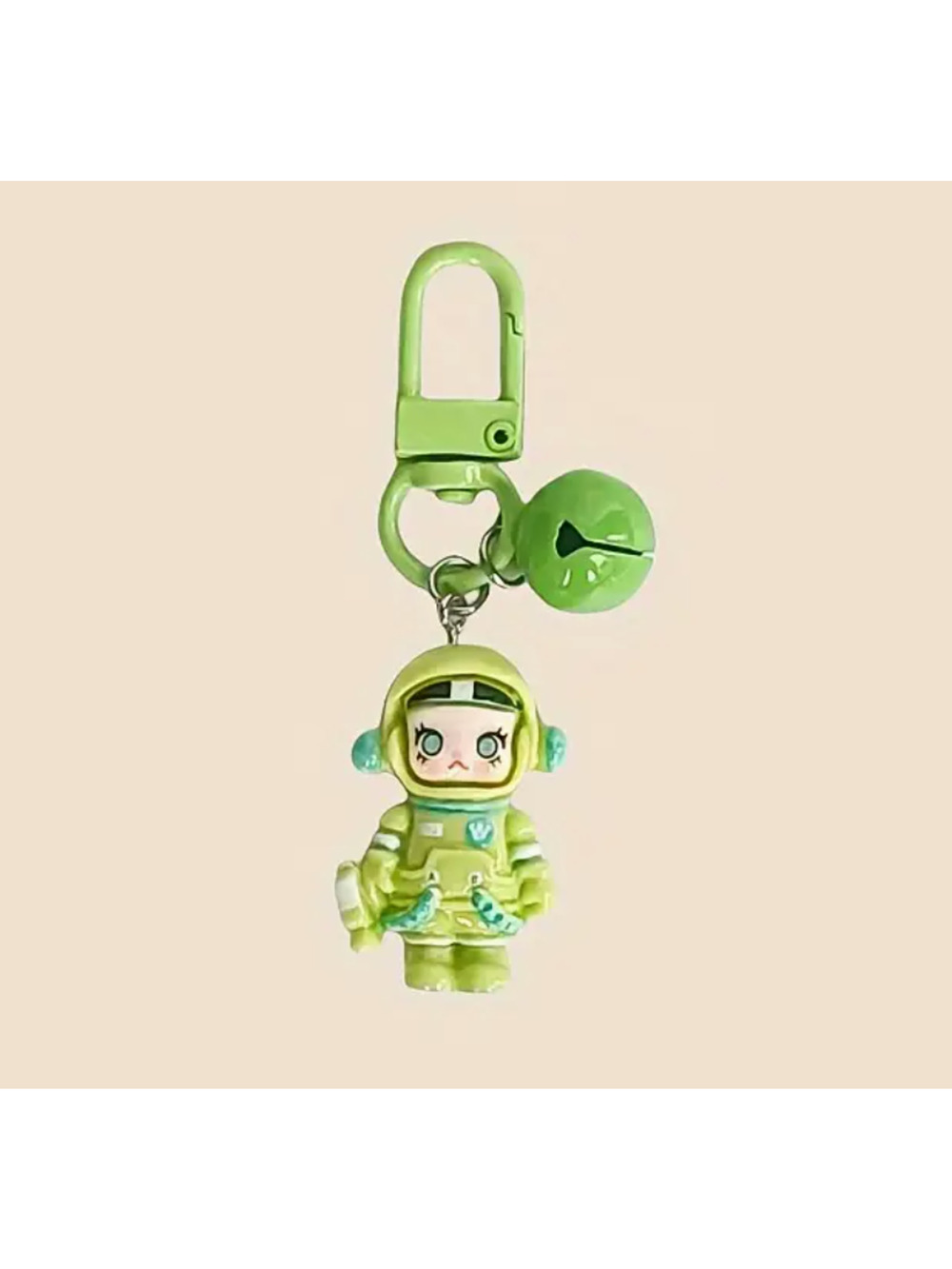 Skull Panda Phone Charm Keychain - Green